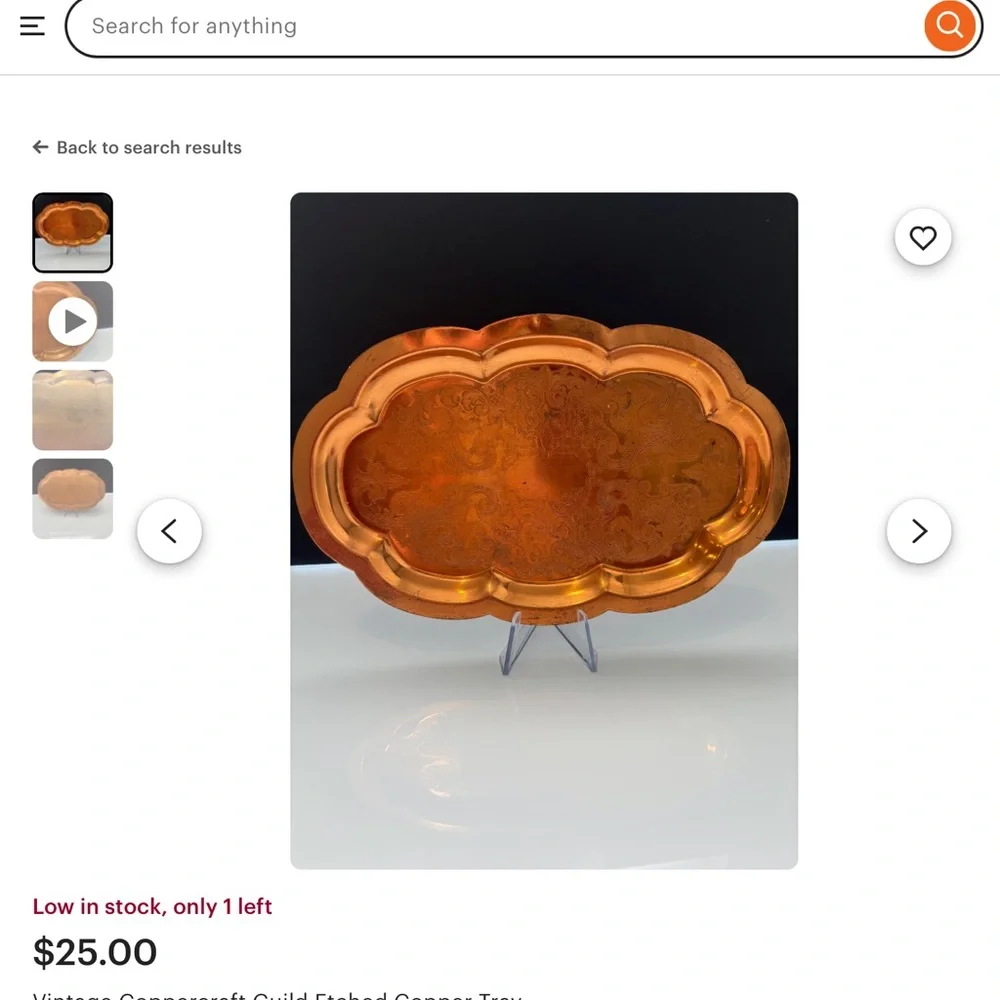 Vintage copper tray from Copper CraftGuild company. 1970s - Picture 5 of 6